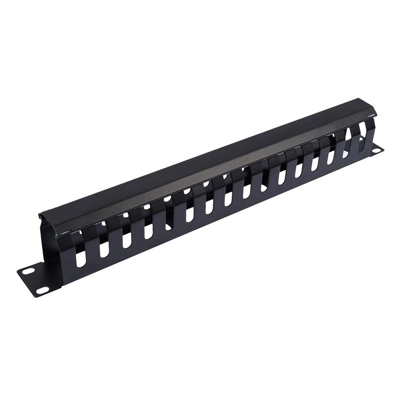 1U Cable Management Panel，12 Slot Rack Mount Cable Organizer With Cover