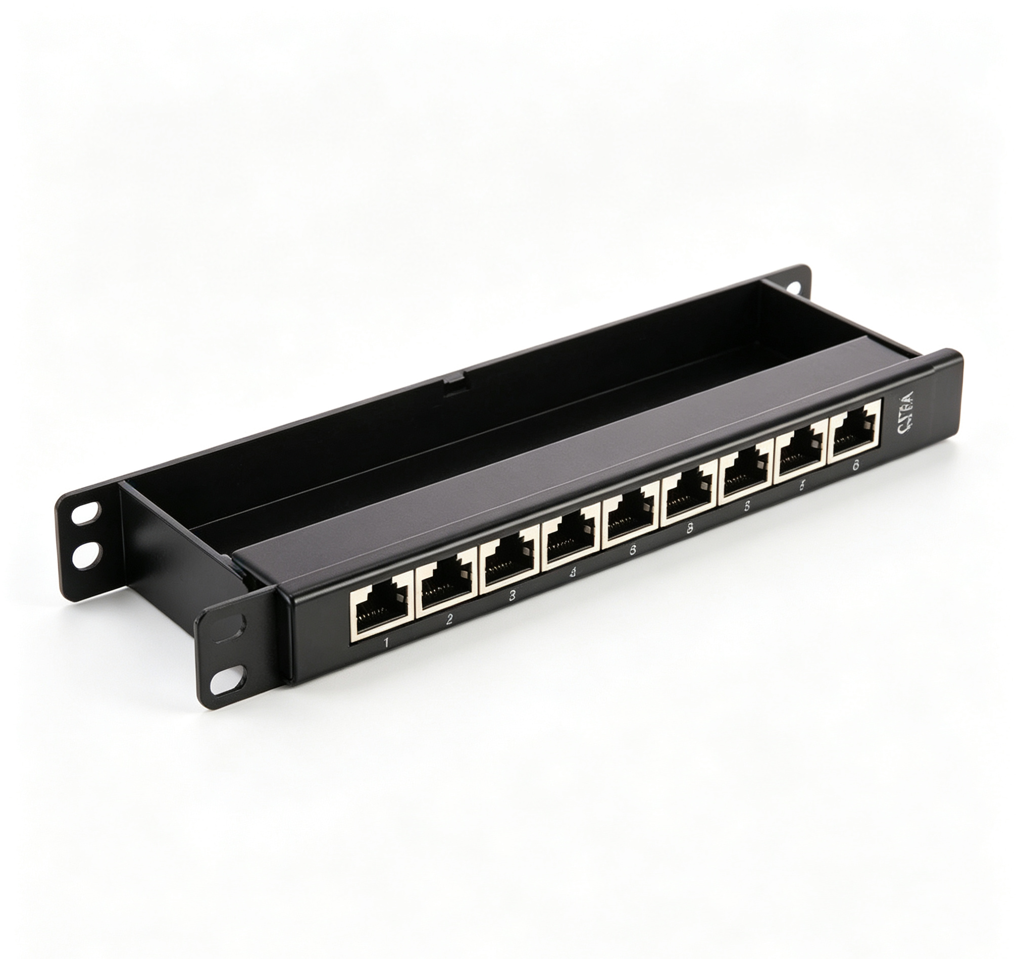 12 Port 0.5U Cat6A STP Shielded Patch Panel 10 Inch Rack Mount 10Gigabit RJ45 Network Patch Panel