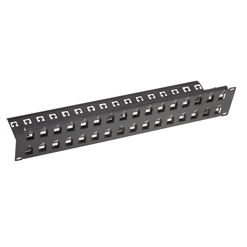 24 Port 1U Empty Modular Shielded Patch Panel, 19" Rack Mount