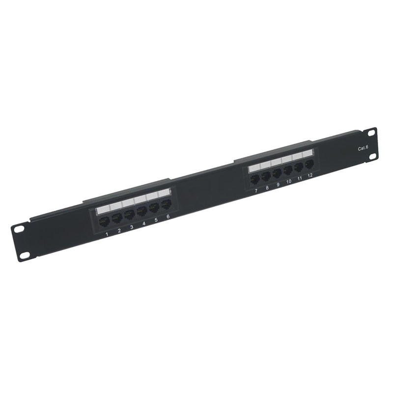 12 Port Cat6 RJ45 Patch Panel 1U 19 Inch Rack Mount Ethernet Patch Panel