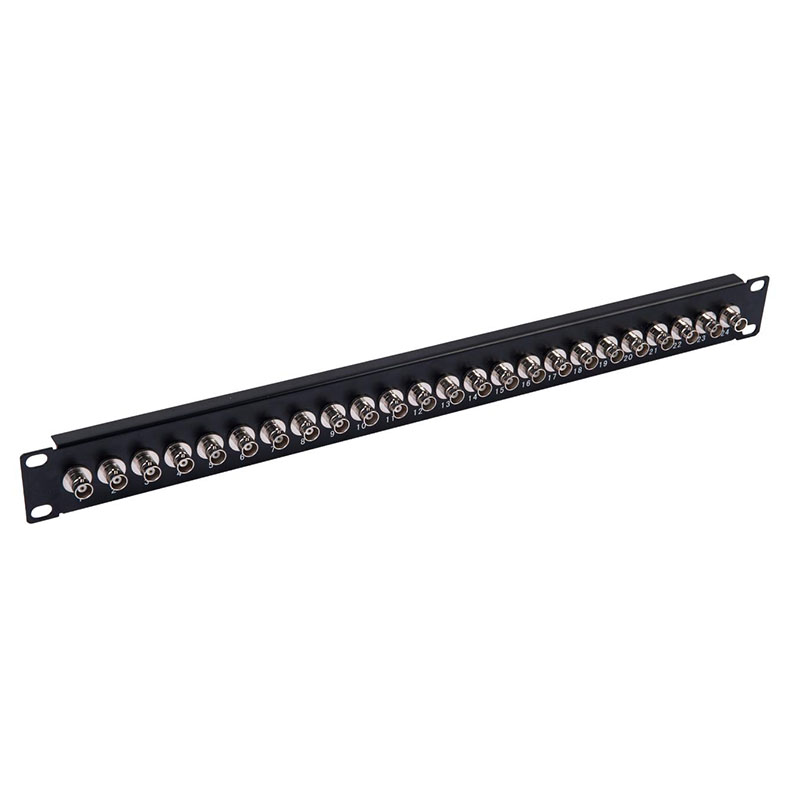 1U 19 Inch 24 Port BNC Patch Panel 75 Ohm Coaxial Video Distribution Frame