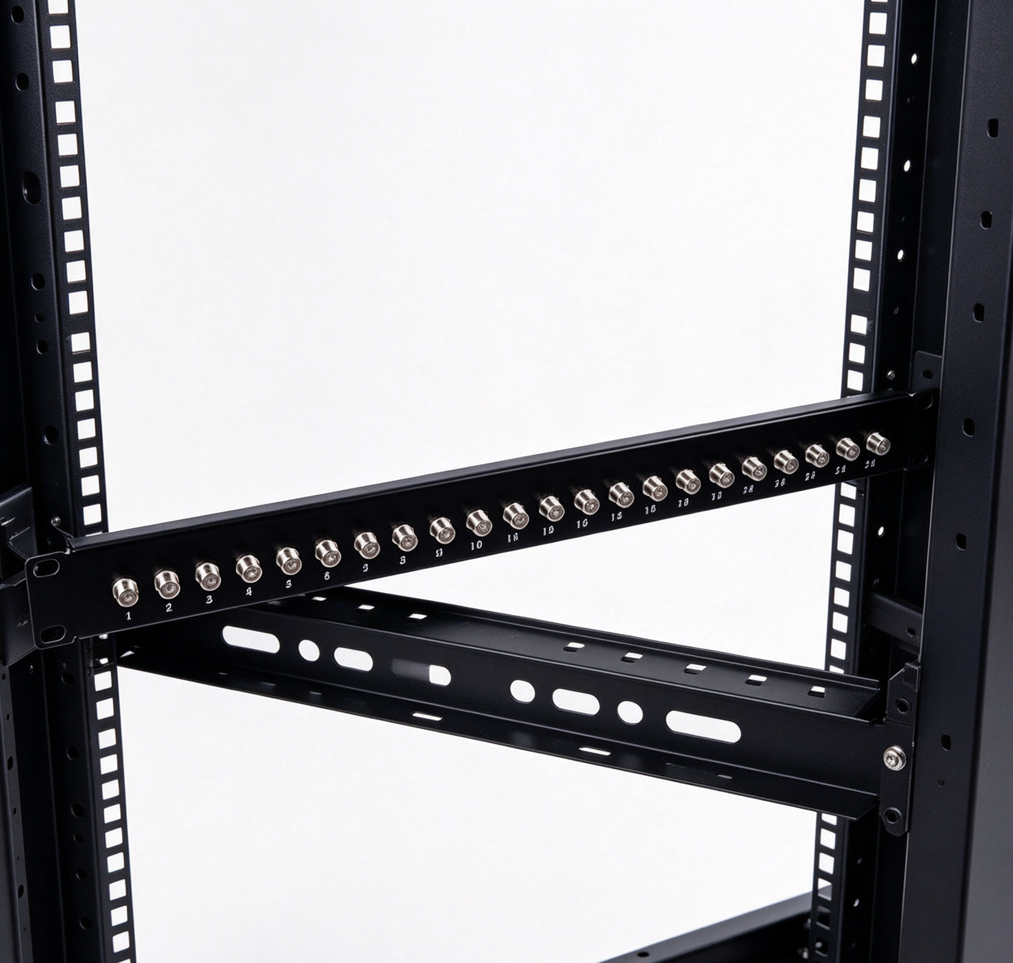 12 Port 1U Rack Mount BNC Patch Panel Coaxial Video Distribution Frame CCTV CATV RF Signal Transfer