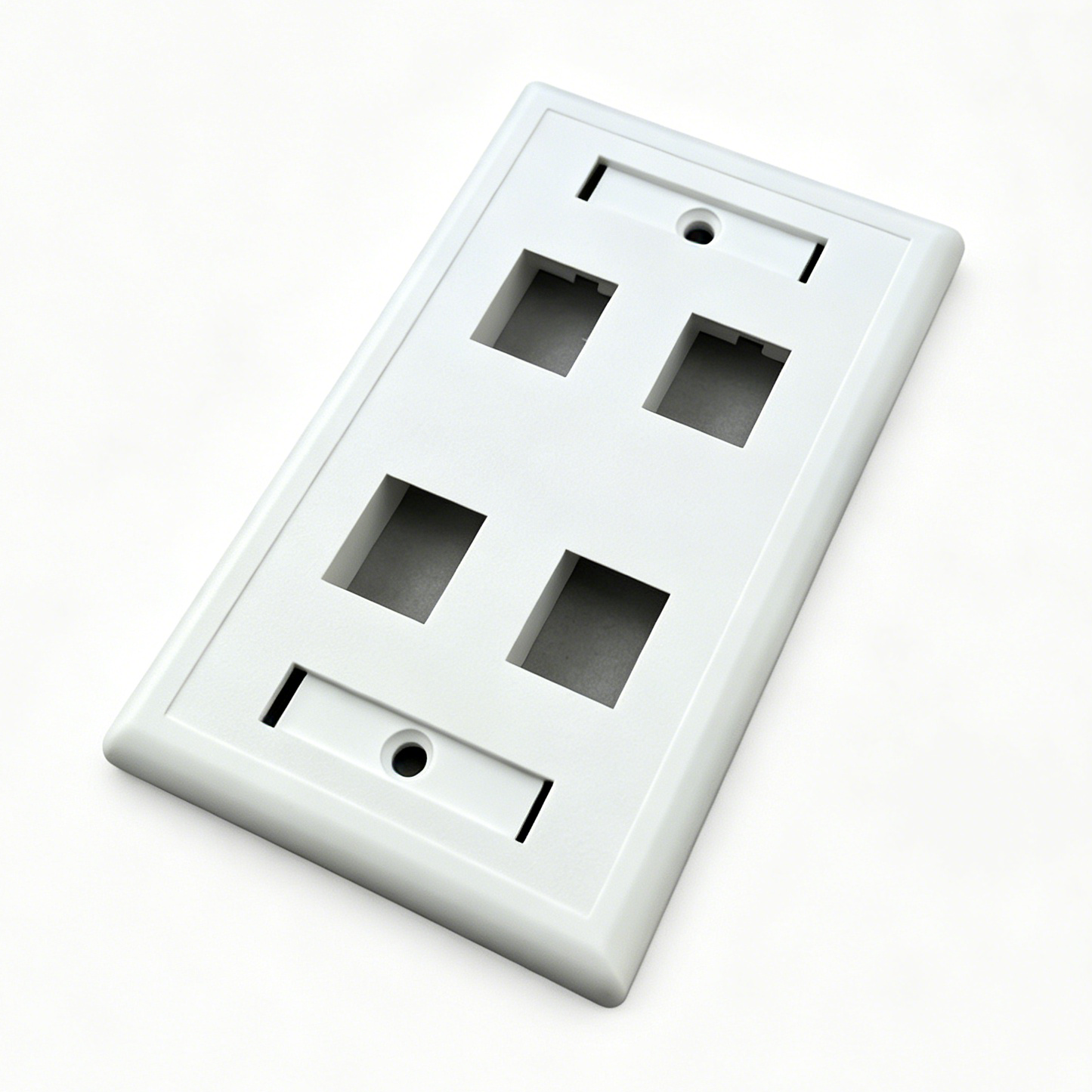 US Standard 120 Type 4 Port Keystone Wall Plate, Matt Finish Faceplate for RJ45 RJ11 Keystone Jack