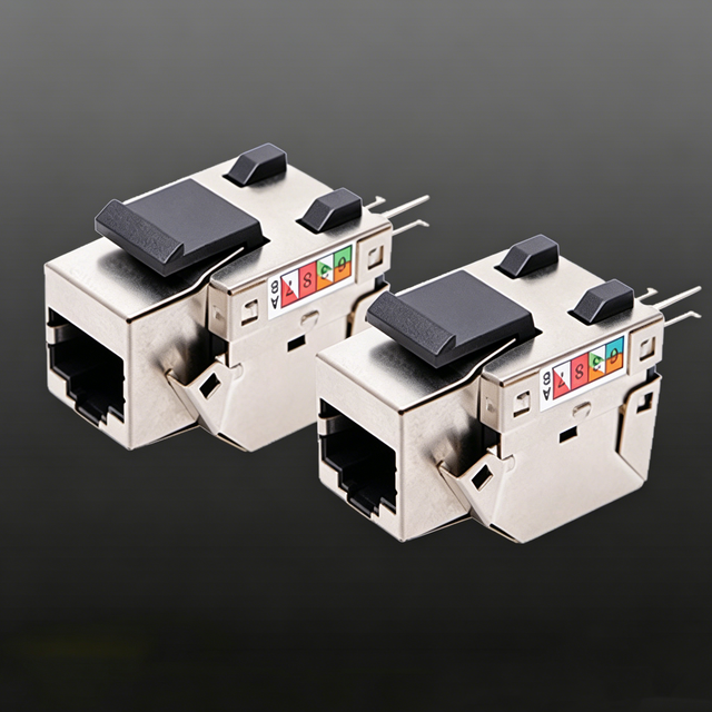 Shielded 90 Degree Keystone Jack, Cat6 RJ45 Ethernet Module