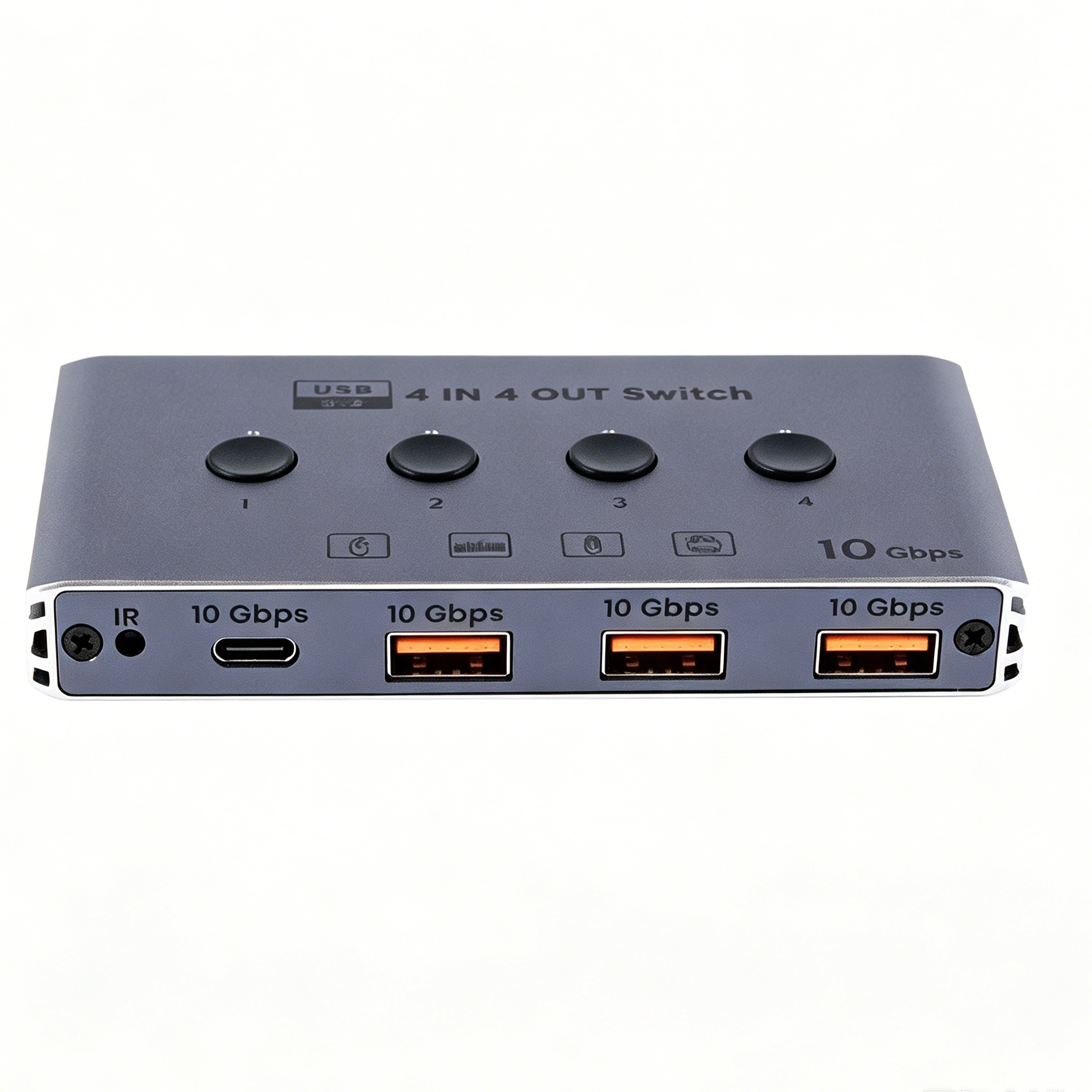 USB 3.2 Switch 4x4 10Gbps with Remote Control for 4 Computers Sharing Devices