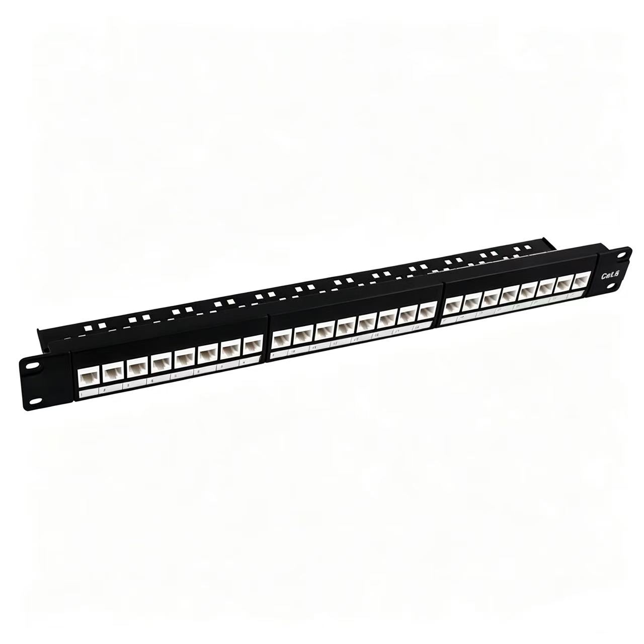 24 Port Cat6 RJ45 Patch Panel 19 Inch 1U Rack Mount Ethernet Network Patch Panel With Cable Support Bracket