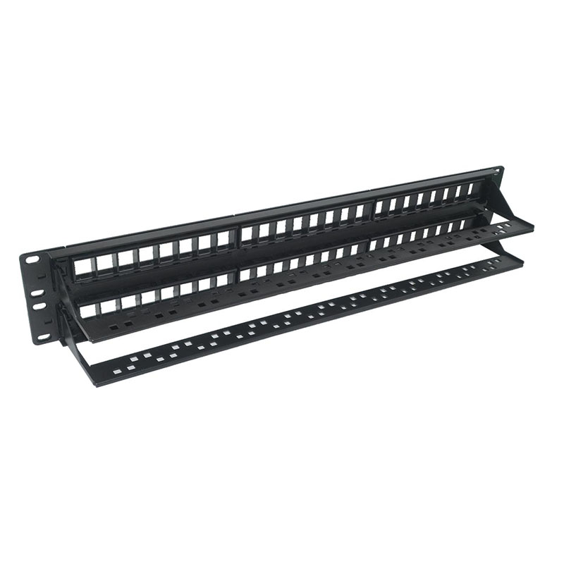 1U 24 Port Blank Patch Panel Unloaded Keystone Jack Rack Mount Panel