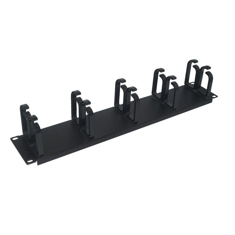 1U 19 Inch Rack Mount Cable Management Panel with 5 Plastic U Rings For Server Cabinet