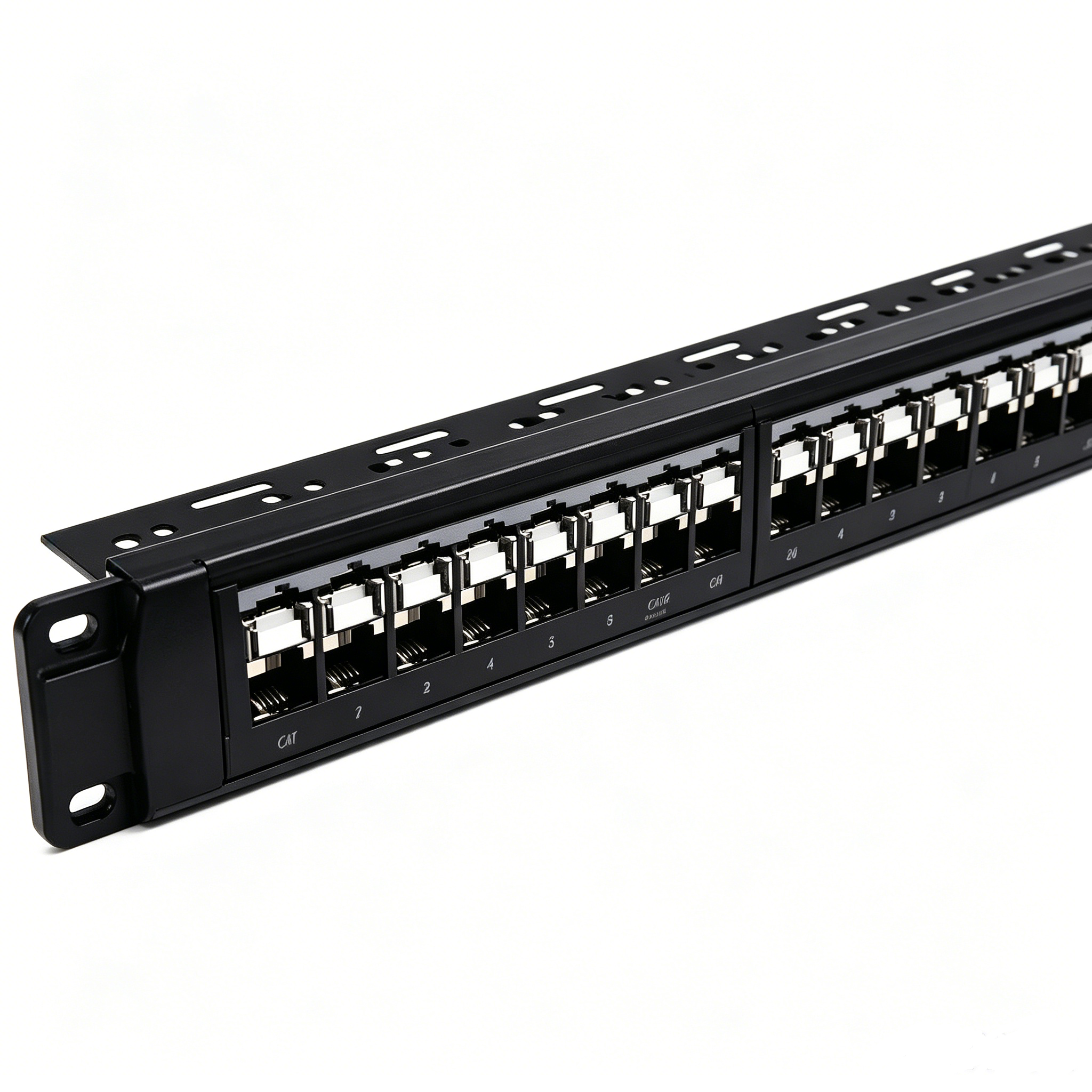 24 Port CAT6 Blank Patch Panel 1U 19 Inch Modular Empty Patch Panel with Cable Management Bracket
