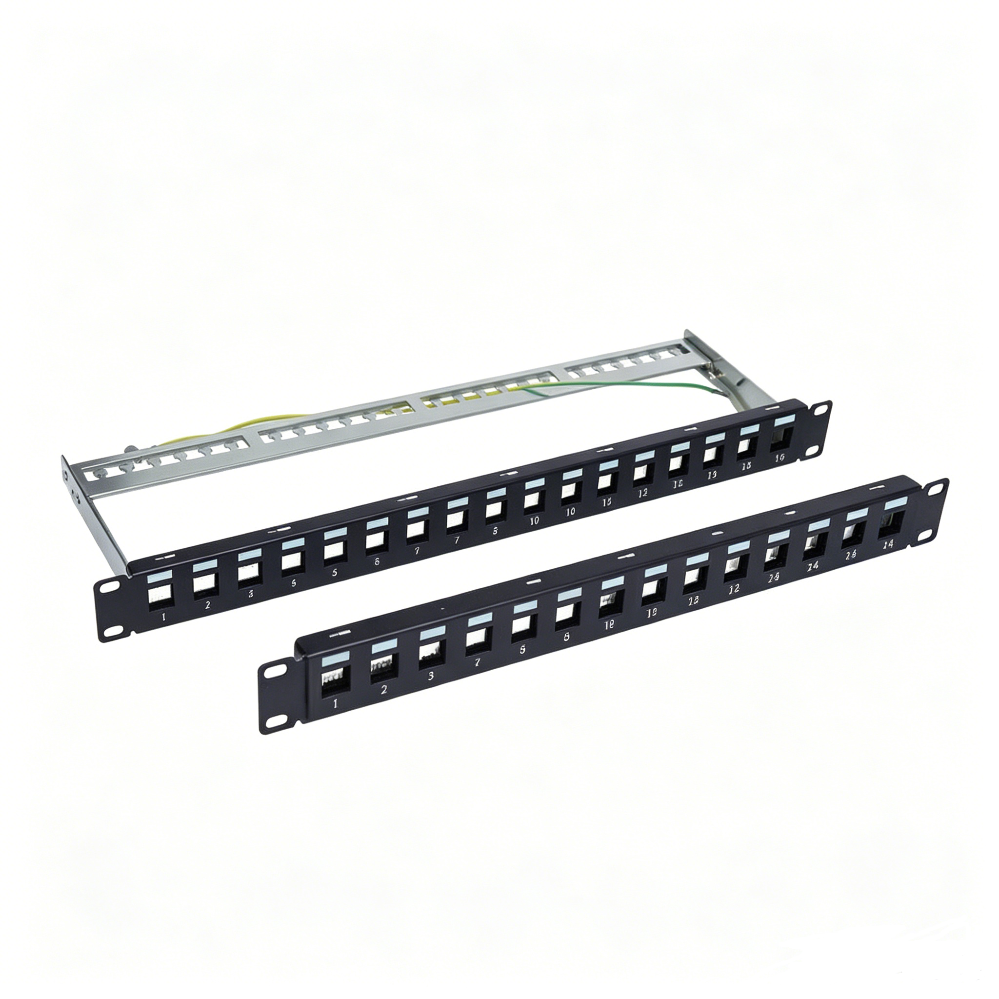 16 Port 1U Blank Shielded Patch Panel 19 Inch Rack Mount Empty Patch Panel Frame