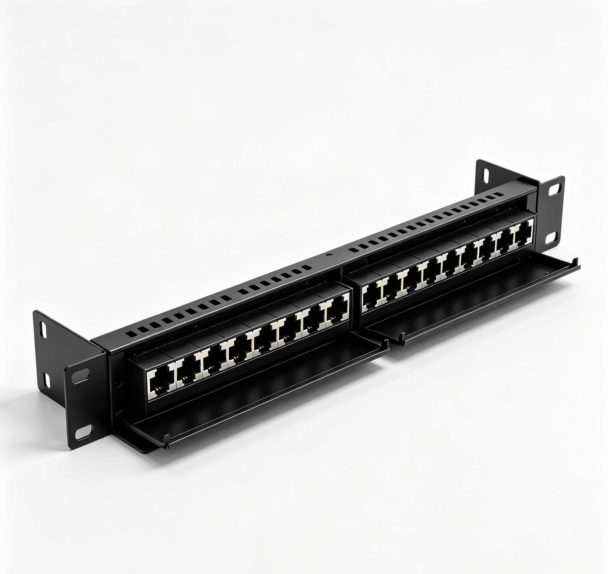 1U 24 Port Keystone Empty Patch Panel 19 Inch Rack Mount Unloaded Patch Panel