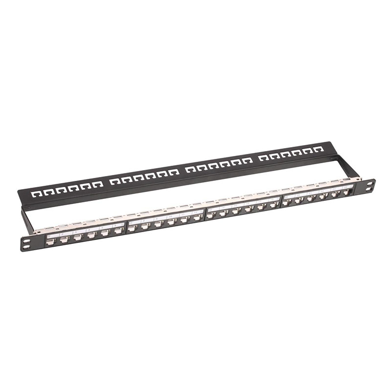 24 Port Blank Patch Panel 1U Rack Mount FTP Empty Patch Panel With Cable Management Bar