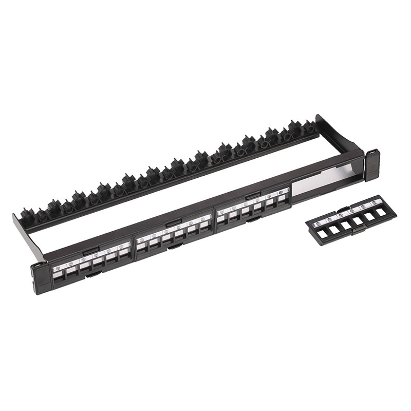 1U 24 Port Empty Modular Patch Panel With Cable Management Bar