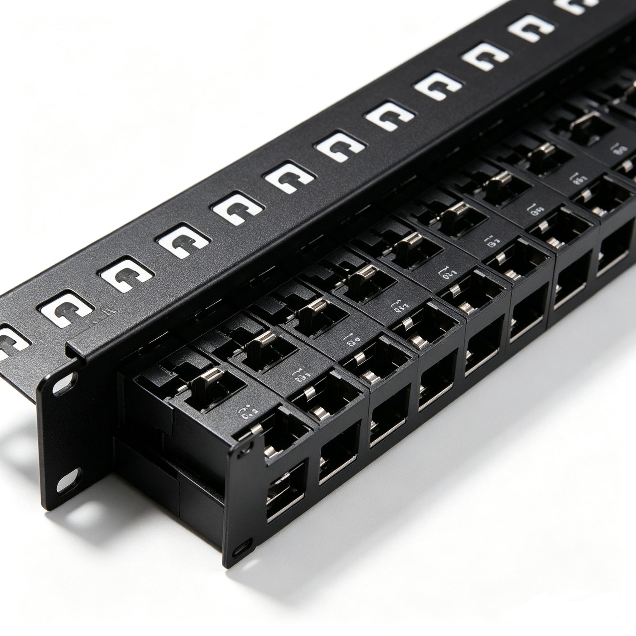 24 Port 1U Empty Modular Shielded Patch Panel, 19" Rack Mount
