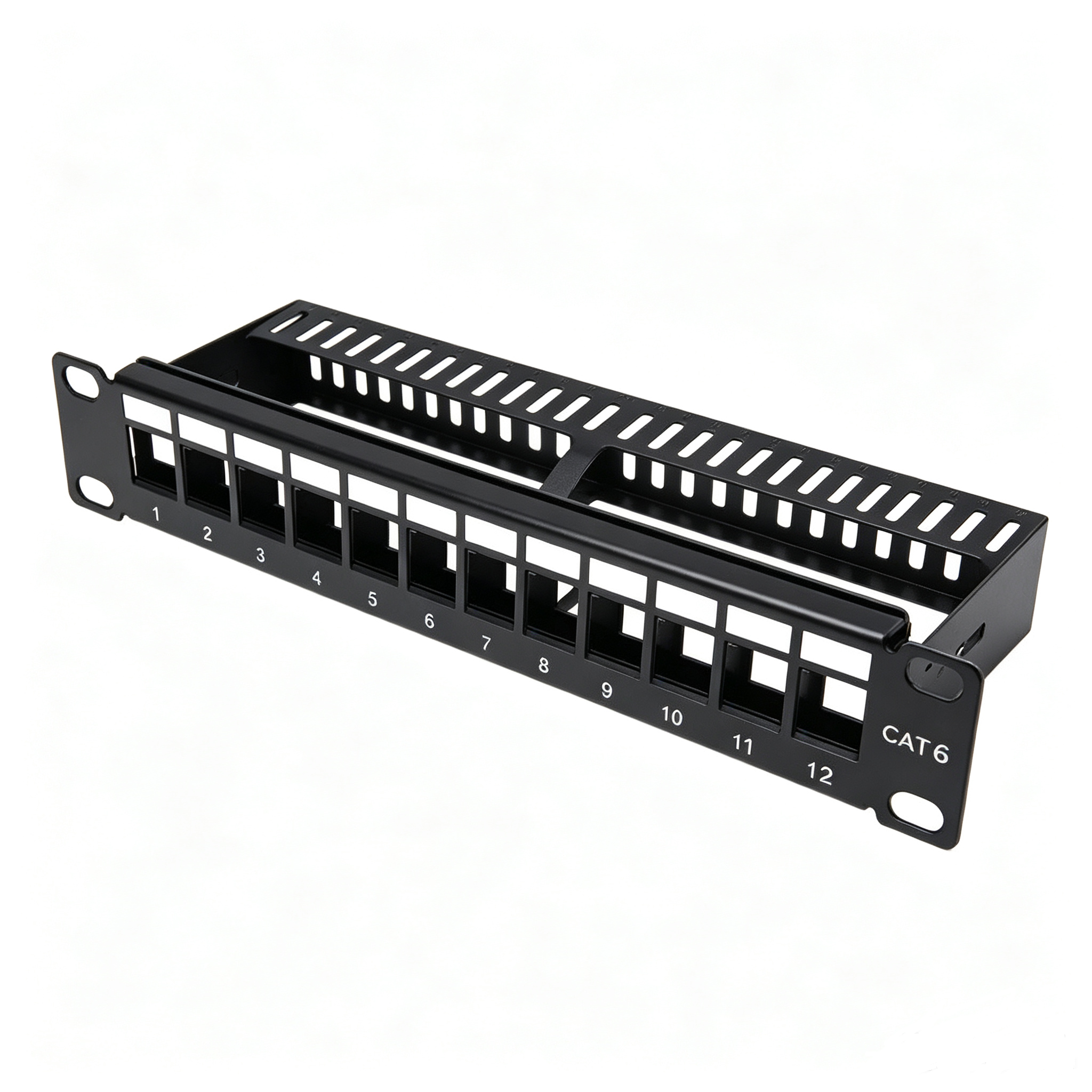 10 Inch 1U 12 Port Cat6 Blank Keystone Patch Panel Unloaded Network Patch Panel
