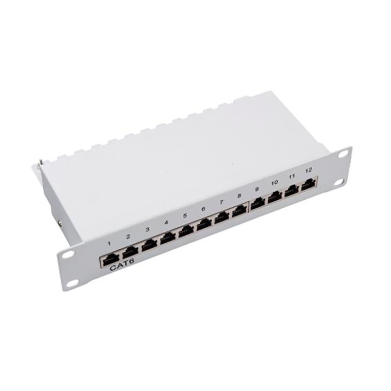 8 Port Cat6 Shielded Desktop Patch Panel, STP Wall Mount Mini RJ45 Patch Box with Ground Wire