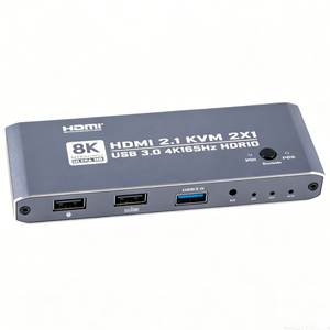 HDMI 2.1 KVM Switch 2x1 4K@165Hz, 2 Port HDMI Switcher for 2 Monitors