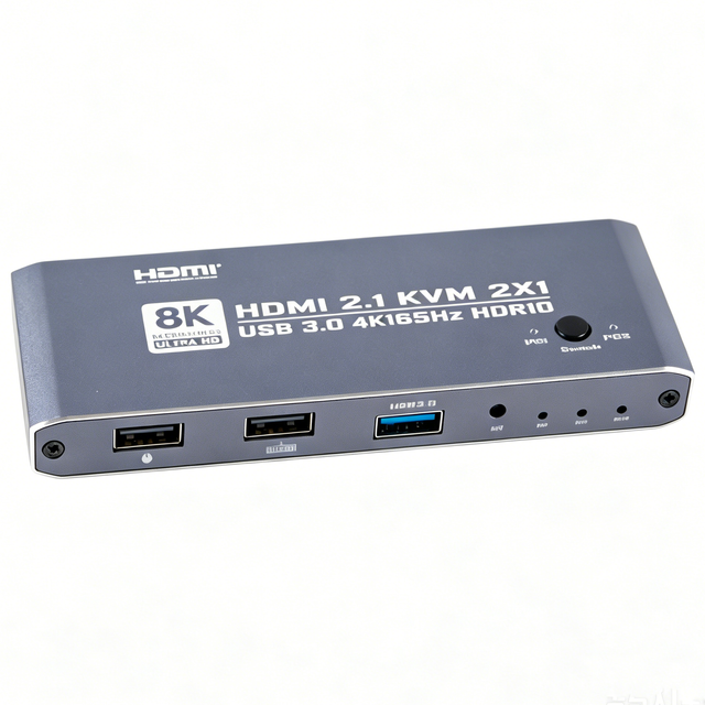 HDMI 2.1 KVM Switch 2x1 4K@165Hz, 2 Port HDMI Switcher for 2 Monitors