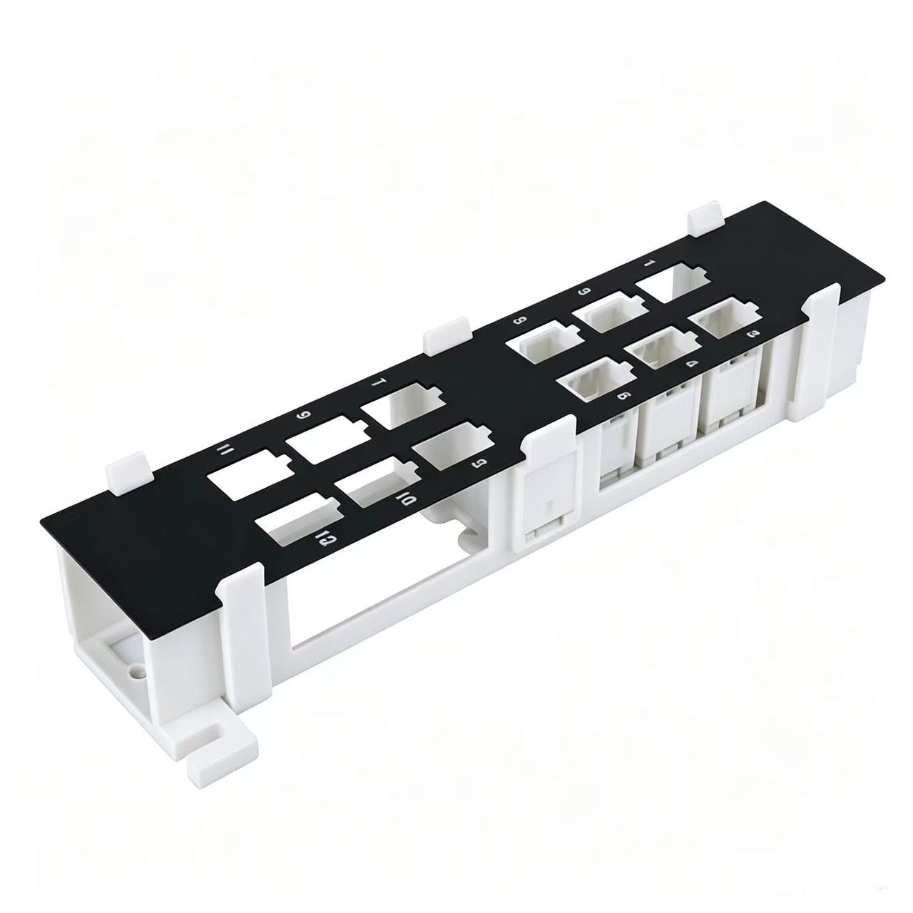 12 Port Modular Patch Panel Bracket Empty Frame for RJ45 Network Voice Fiber Module Insertion