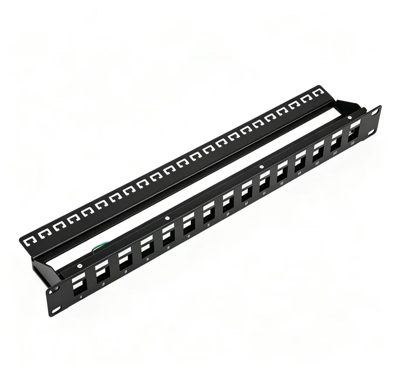 24 Port Unloaded Keystone Patch Panel | 1U 19 Inch Rack Mount Empty Patch Panel