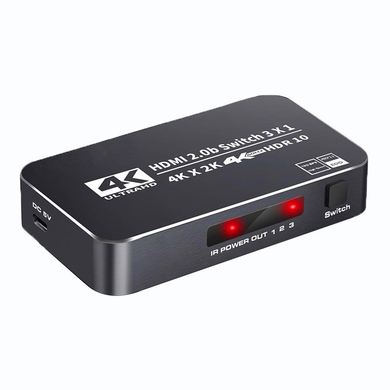HDMI 2.0b Switcher 3x1 4K@60Hz HDR with IR Remote And LED Indicator