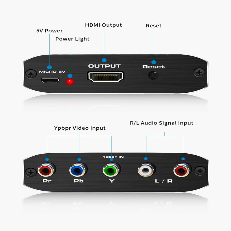 YPbPr To HDMI Converter Component To HDMI with R/L Audio And Reset Button