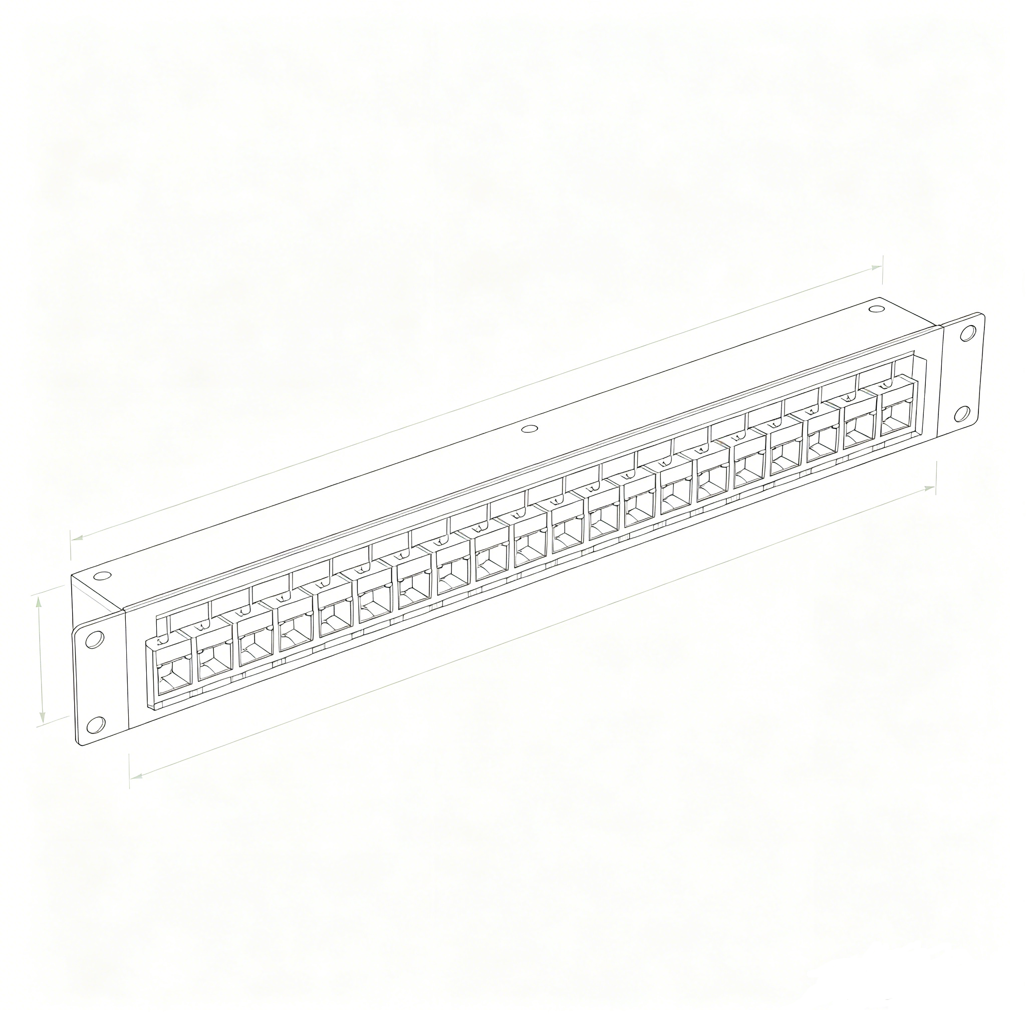 24 Port Pass Through Patch Panel 1U 19 Inch Rack Mount RJ45 Ethernet Patch Panel