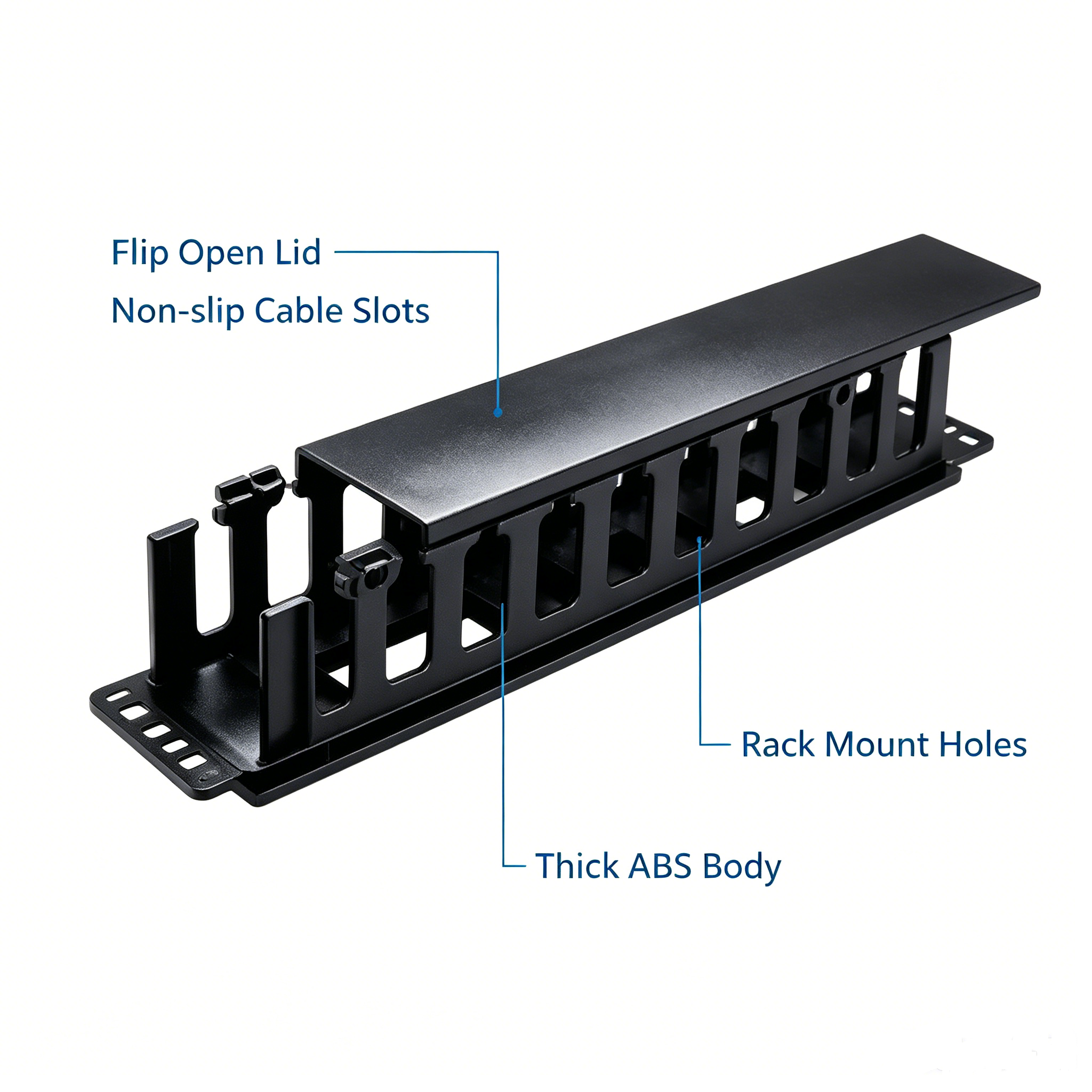 1U Cable Management Rack, 12 Slots Horizontal Cable Organizer For Server Cabinet