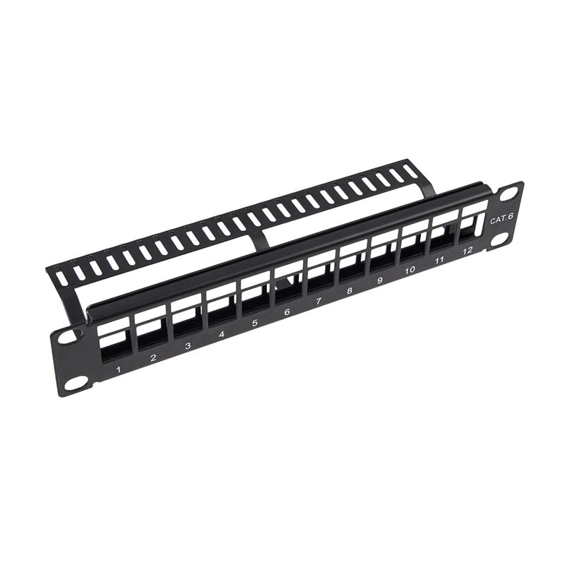 10 Inch 1U 12 Port Cat6 Blank Keystone Patch Panel Unloaded Network Patch Panel
