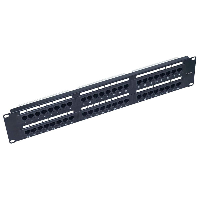 24 Port Cat6 UTP Patch Panel 1U 19 Inch Rack Mount With Cable Management Bar