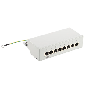 8 Port Cat6 Shielded Desktop Patch Panel, STP Wall Mount Mini RJ45 Patch Box with Ground Wire