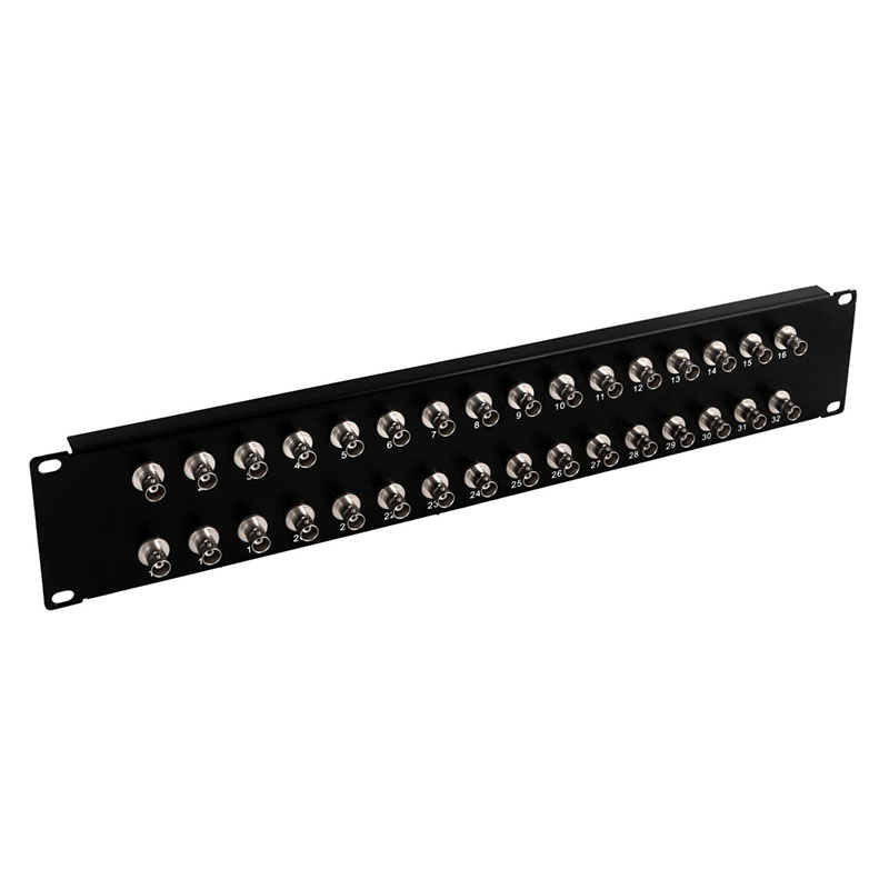 1U 19 Inch 24 Port BNC Patch Panel 75 Ohm Coaxial Video Distribution Frame