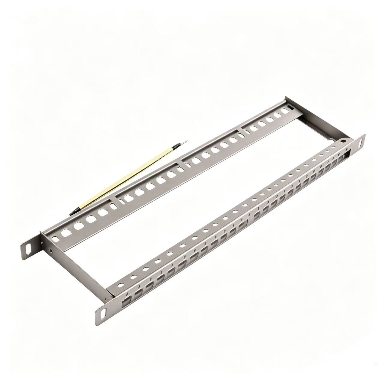 19 Inch 1U 24 Port Shielded Empty Patch Panel Stainless Steel Modular Patch Panel Bracket with Ground Wire