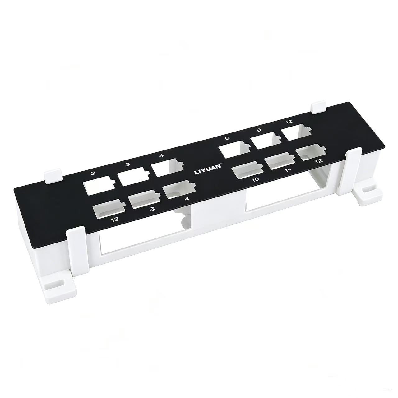 12 Port Modular Patch Panel Bracket Empty Frame for RJ45 Network Voice Fiber Module Insertion