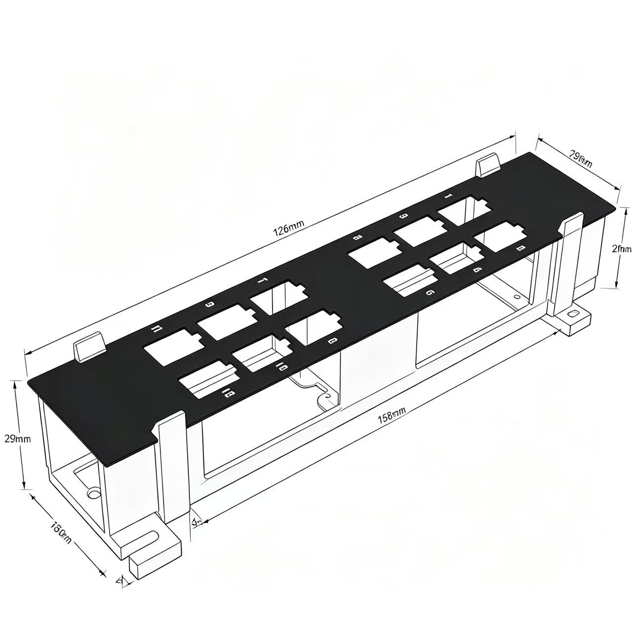 12 Port Modular Patch Panel Bracket Empty Frame for RJ45 Network Voice Fiber Module Insertion