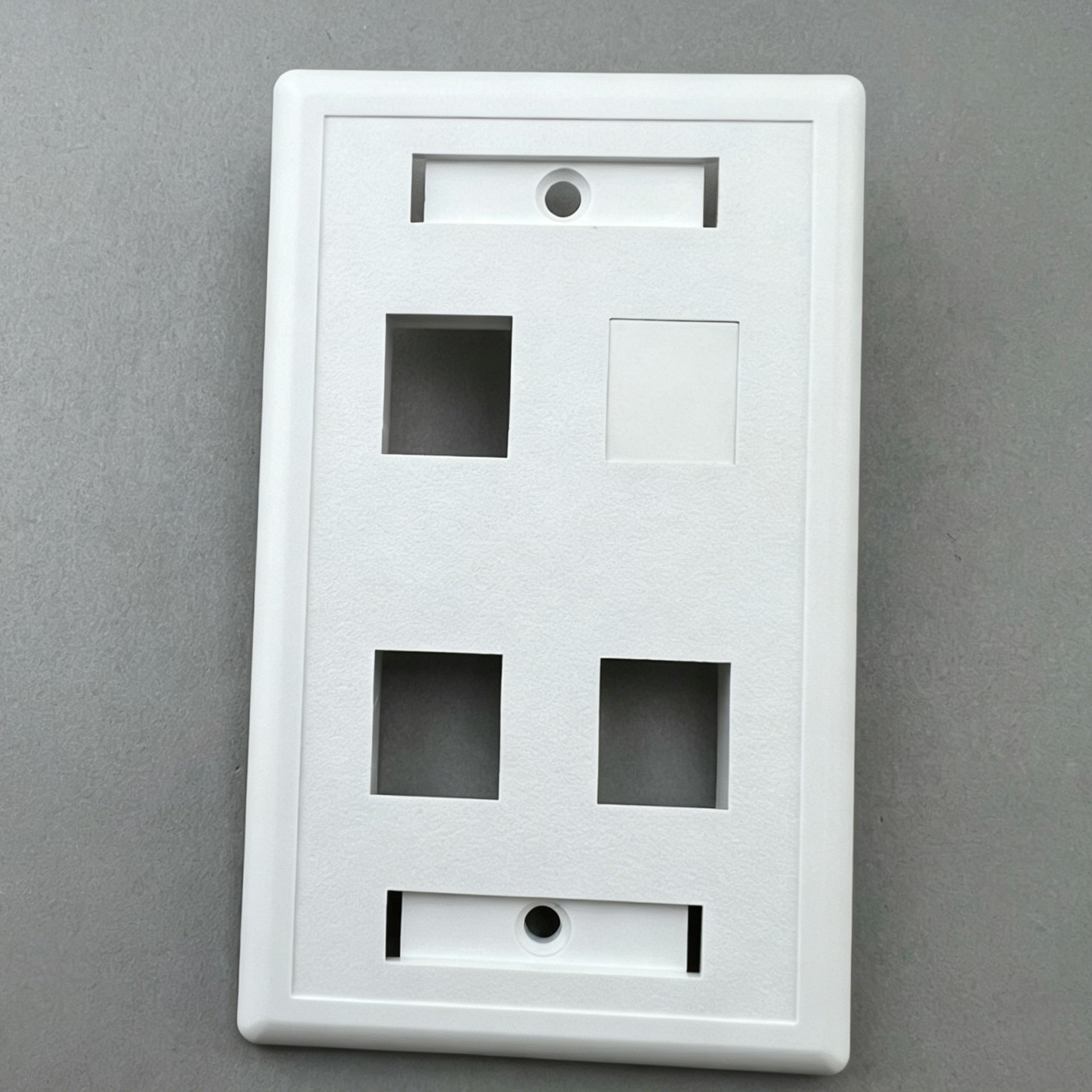 US Standard 120 Type 4 Port Keystone Wall Plate, Matt Finish Faceplate for RJ45 RJ11 Keystone Jack