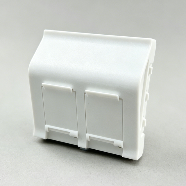2 Port French Style Angled Faceplate, 45x45mm Zinc Alloy Keystone Jack, European Style 45 Type Dual Hole Panel