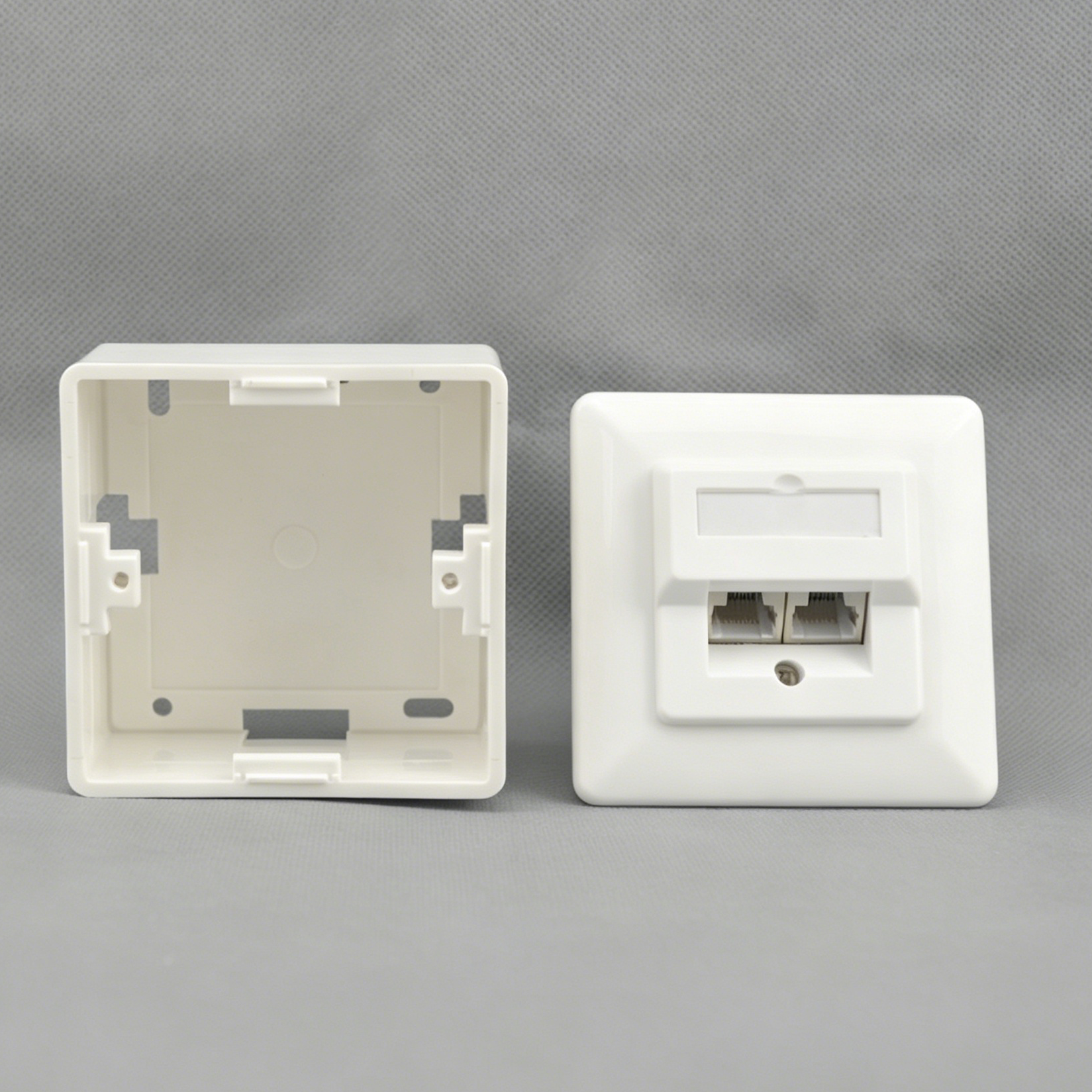 80x80mm German Style Angled Keystone Wall Plate, Single Port / Dual Port Zinc Alloy Faceplate for Cat5e Cat6 RJ45 Module
