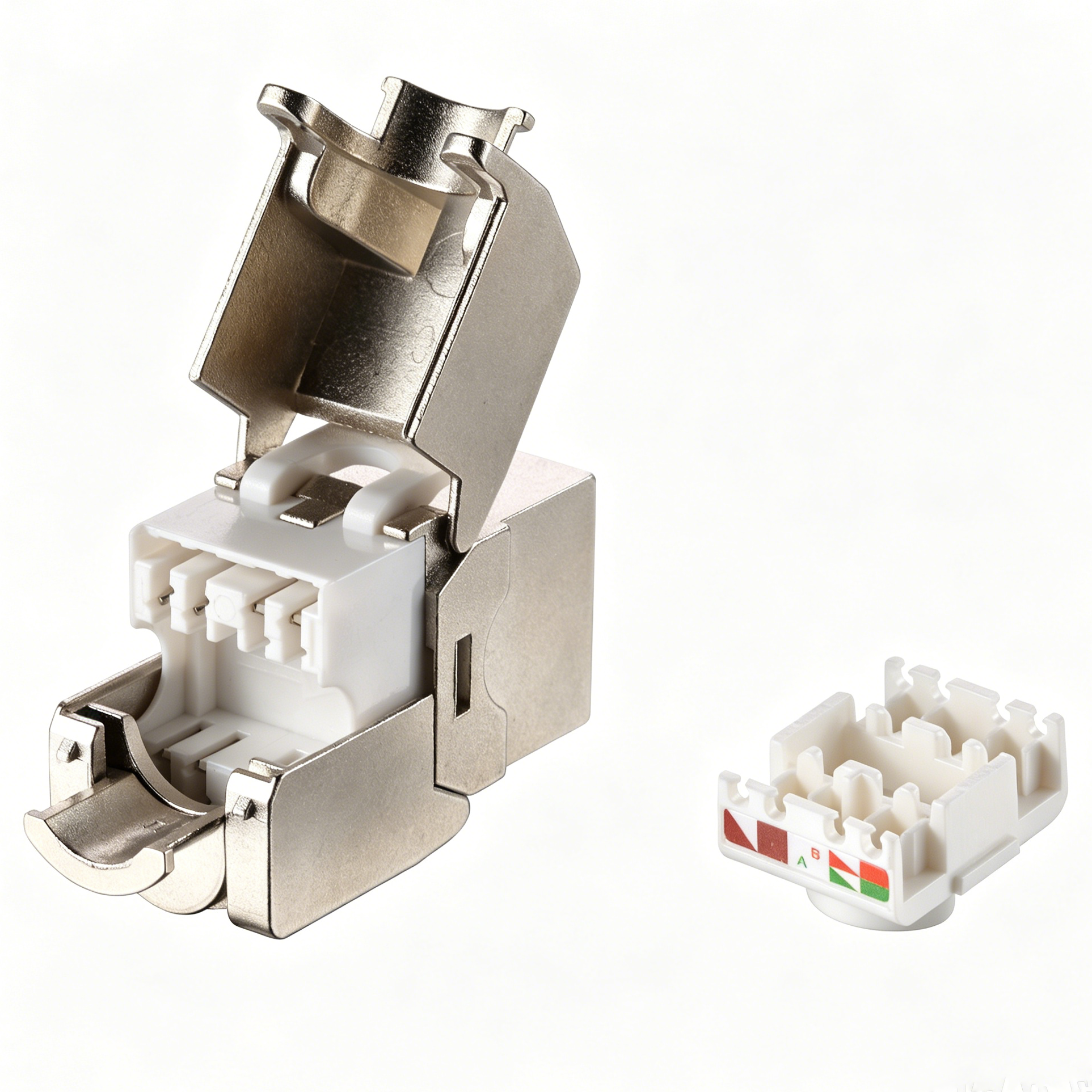 Shielded Cat6a Keystone Module Tool-Free, Zinc Alloy RJ45 Coupler with Dust Cover, Cat6a Ethernet Inline Module