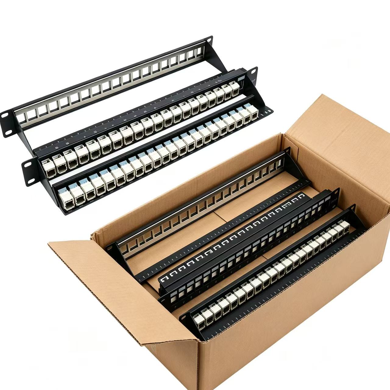 19 Inch 1U 24 Port Blank Patch Panel Unloaded Network Patch Panel