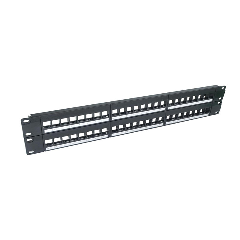 1U 24 Port Blank Patch Panel Unloaded Keystone Jack Rack Mount Panel