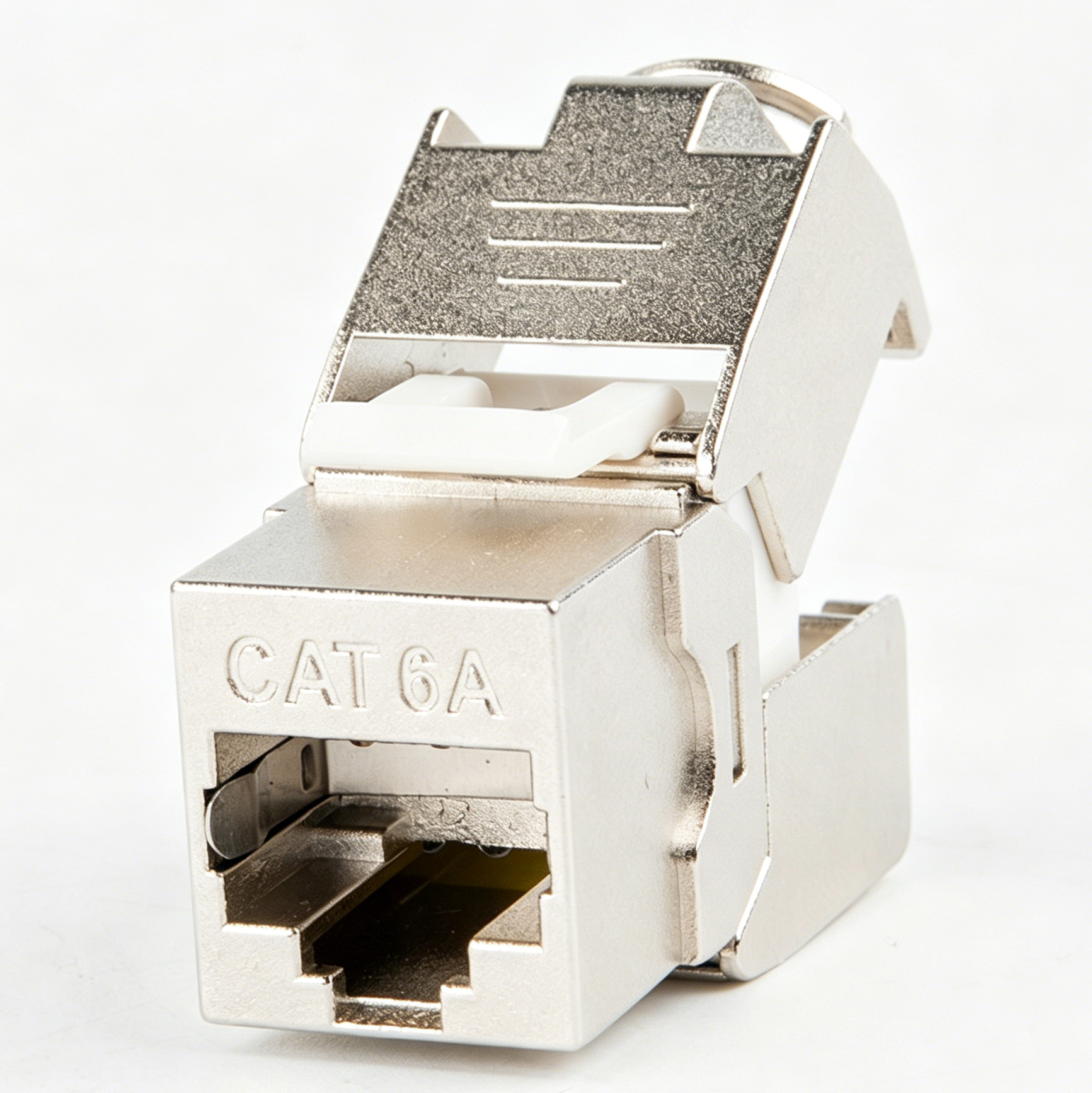 Cat6a Shielded Tool-Free Keystone Jack, Zinc Alloy RJ45 Ethernet Module