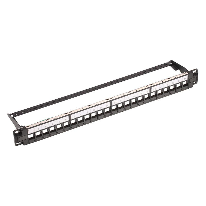 1U 24 Port Keystone Empty Patch Panel 19 Inch Rack Mount Unloaded Patch Panel