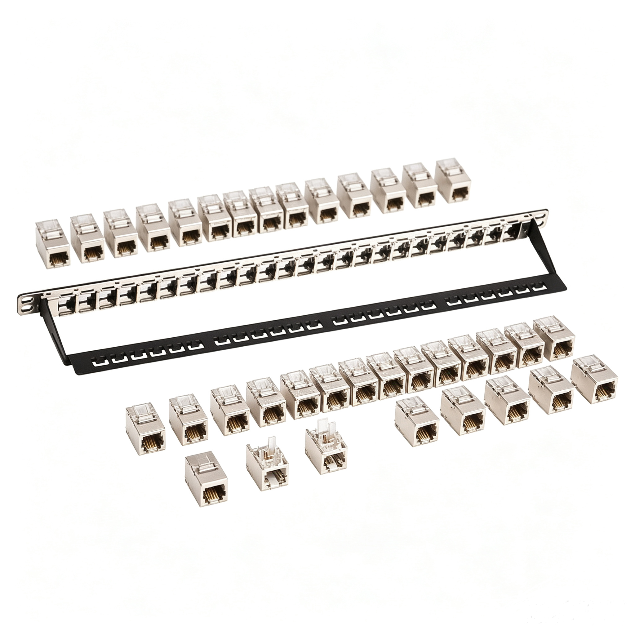 24 Port Blank Patch Panel 1U Rack Mount FTP Empty Patch Panel With Cable Management Bar