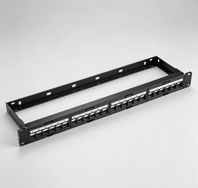 1U 24 Port Empty Modular Patch Panel With Cable Management Bar