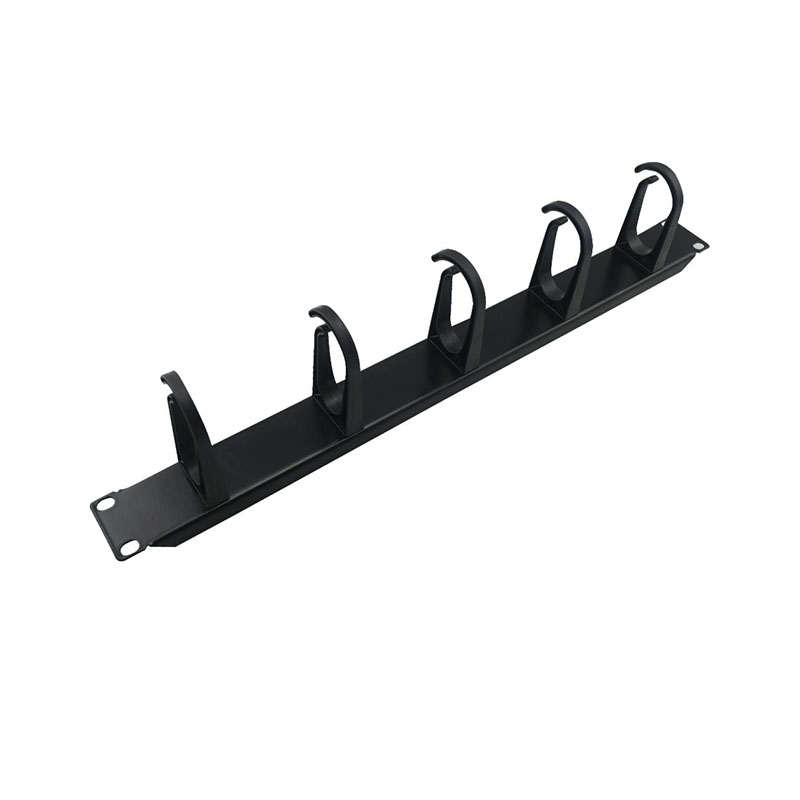 19 Inch 1U Metal Cable Management Rack, 5 Loops Horizontal Cable Organizer for Server Network Cabinet