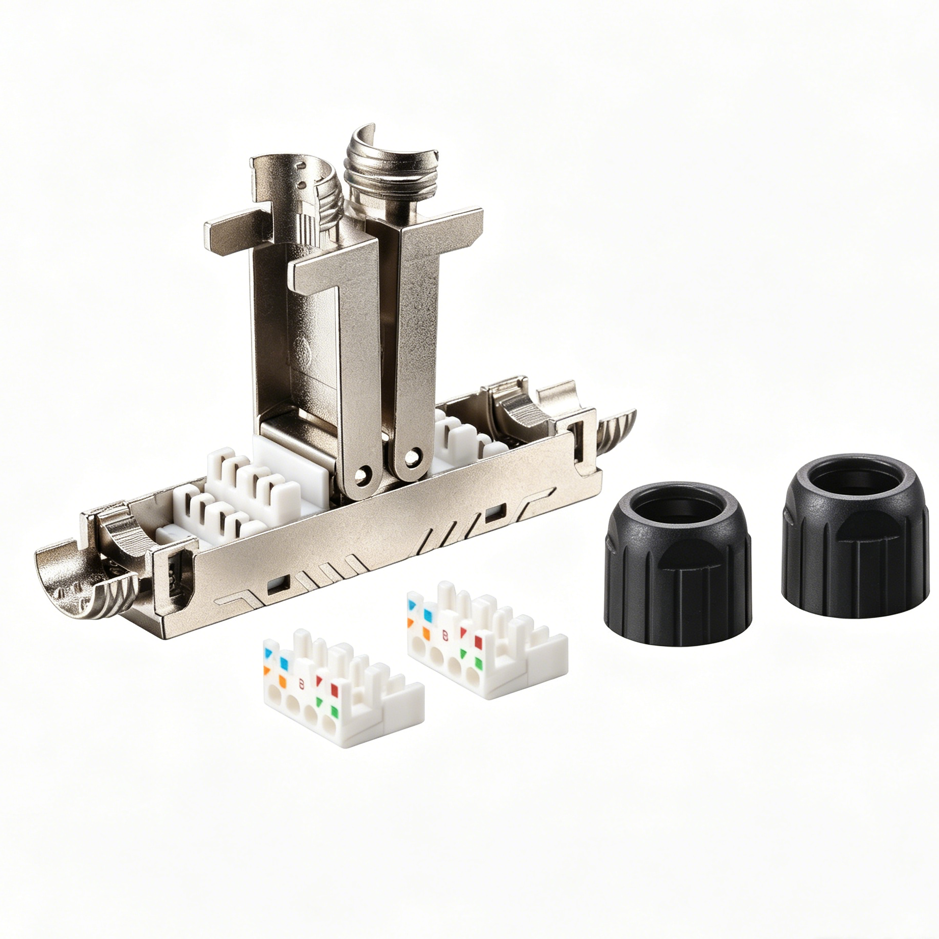 Cat6a Tool-Free Keystone Module, Field Assembly RJ45 Inline Coupler 