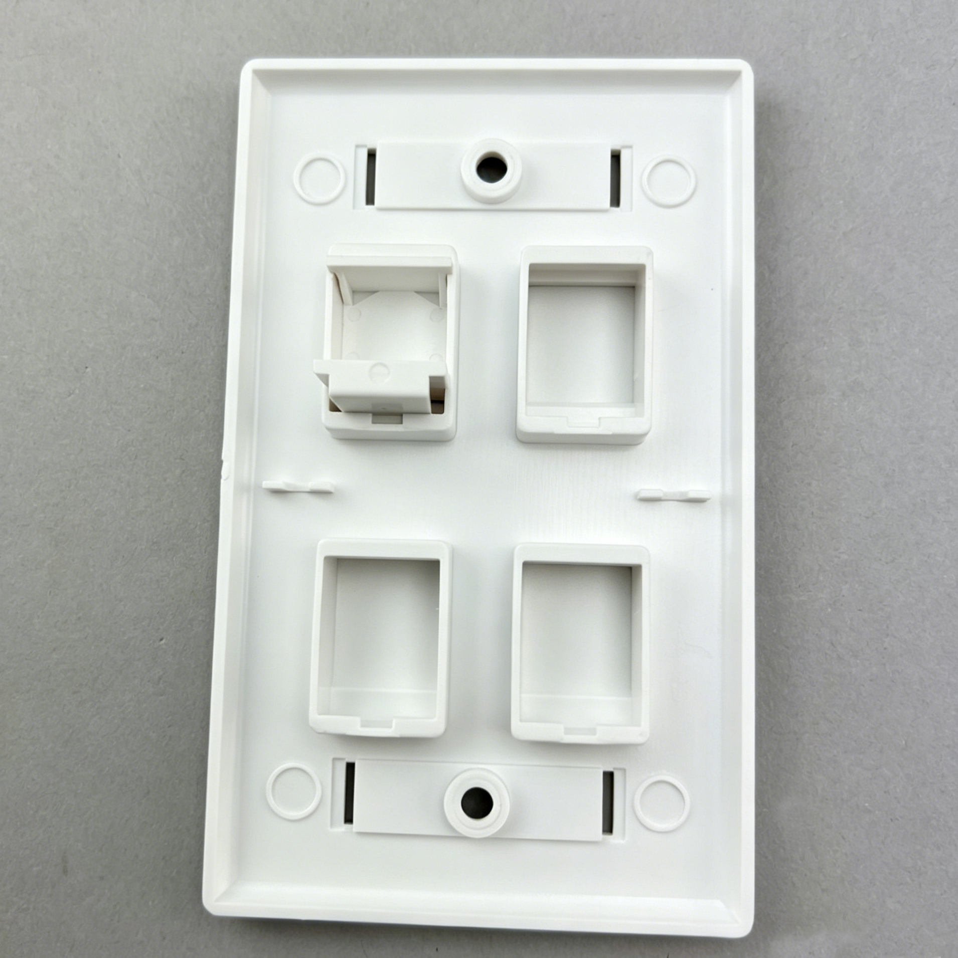 US Standard 120 Type 4 Port Keystone Wall Plate, Matt Finish Faceplate for RJ45 RJ11 Keystone Jack