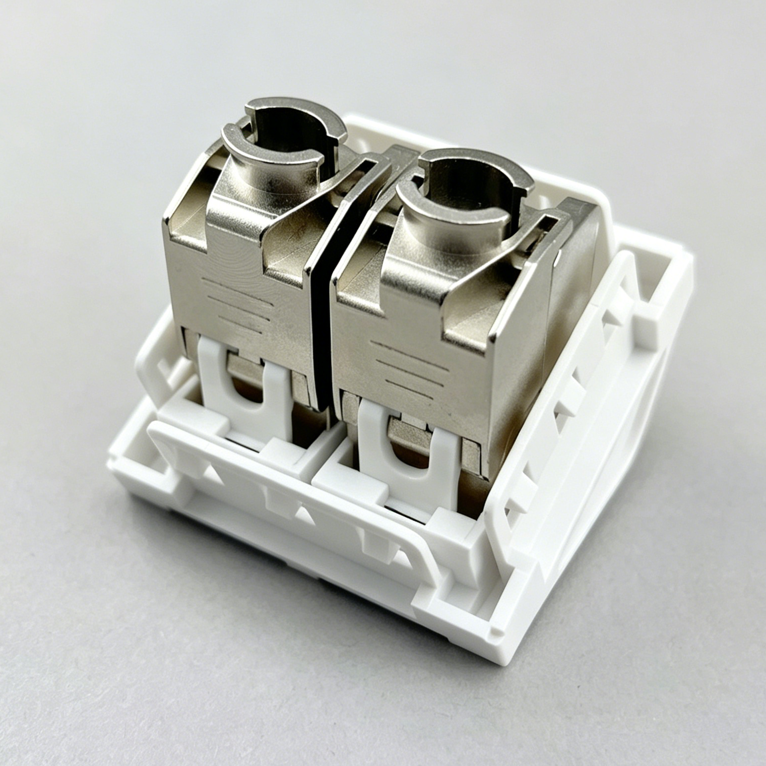 2 Port French Style Angled Faceplate, 45x45mm Zinc Alloy Keystone Jack, European Style 45 Type Dual Hole Panel