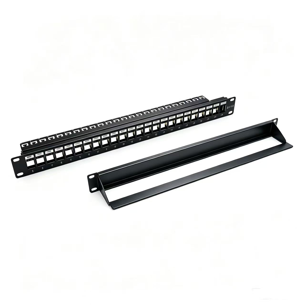 19 Inch 1U 24 Port Blank Patch Panel Unloaded Network Patch Panel